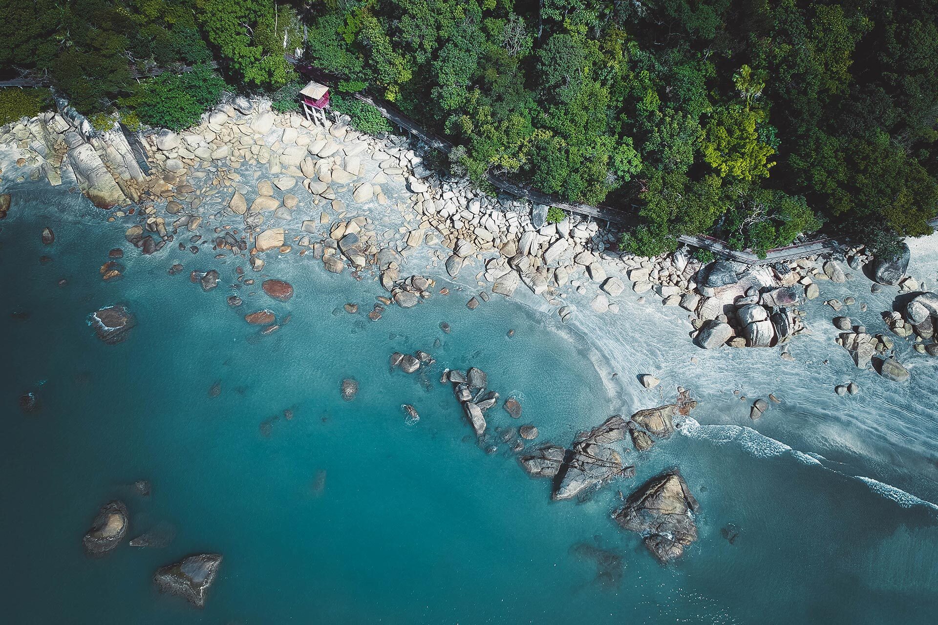 Aerial shot of coastline