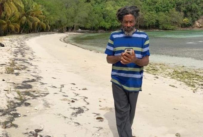 Man walking on beach